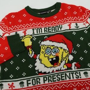 Nickelodeon SpongeBob Ugly Christmas Sweater XL‎ Mens Holiday - Flaw